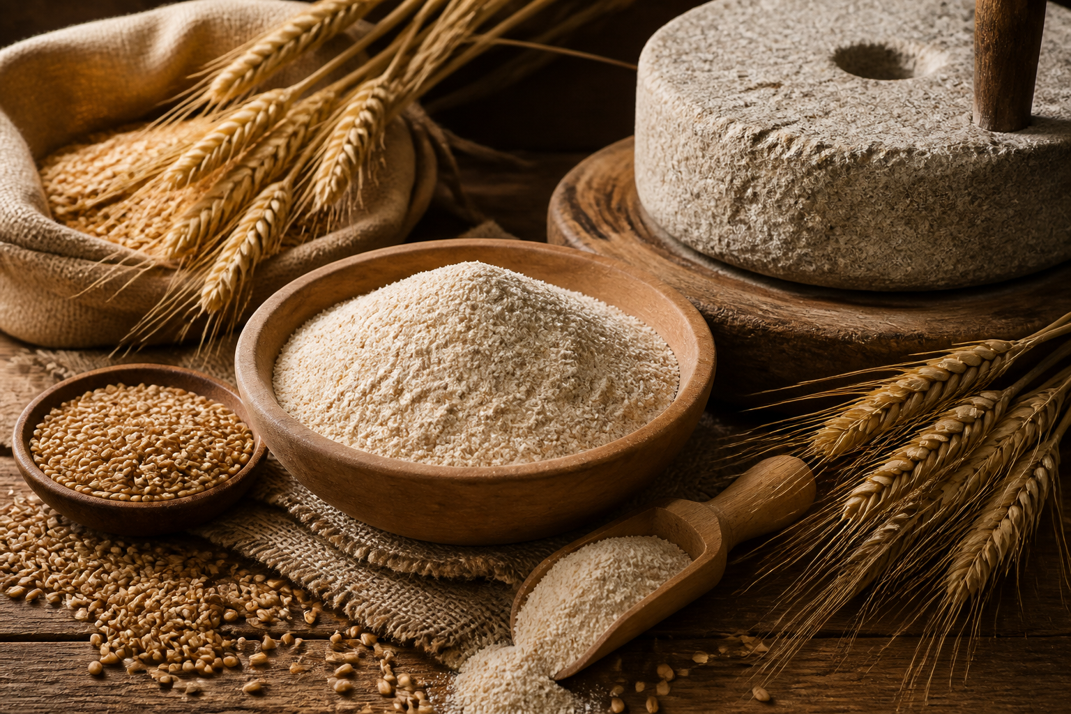 Moagem artesanal e farinha de trigo integral orgânica